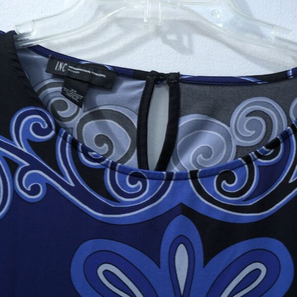 INC International Concepts Blue Dress with Print Pattern, Long Sleeves Womens 2X - Picture 5 of 10